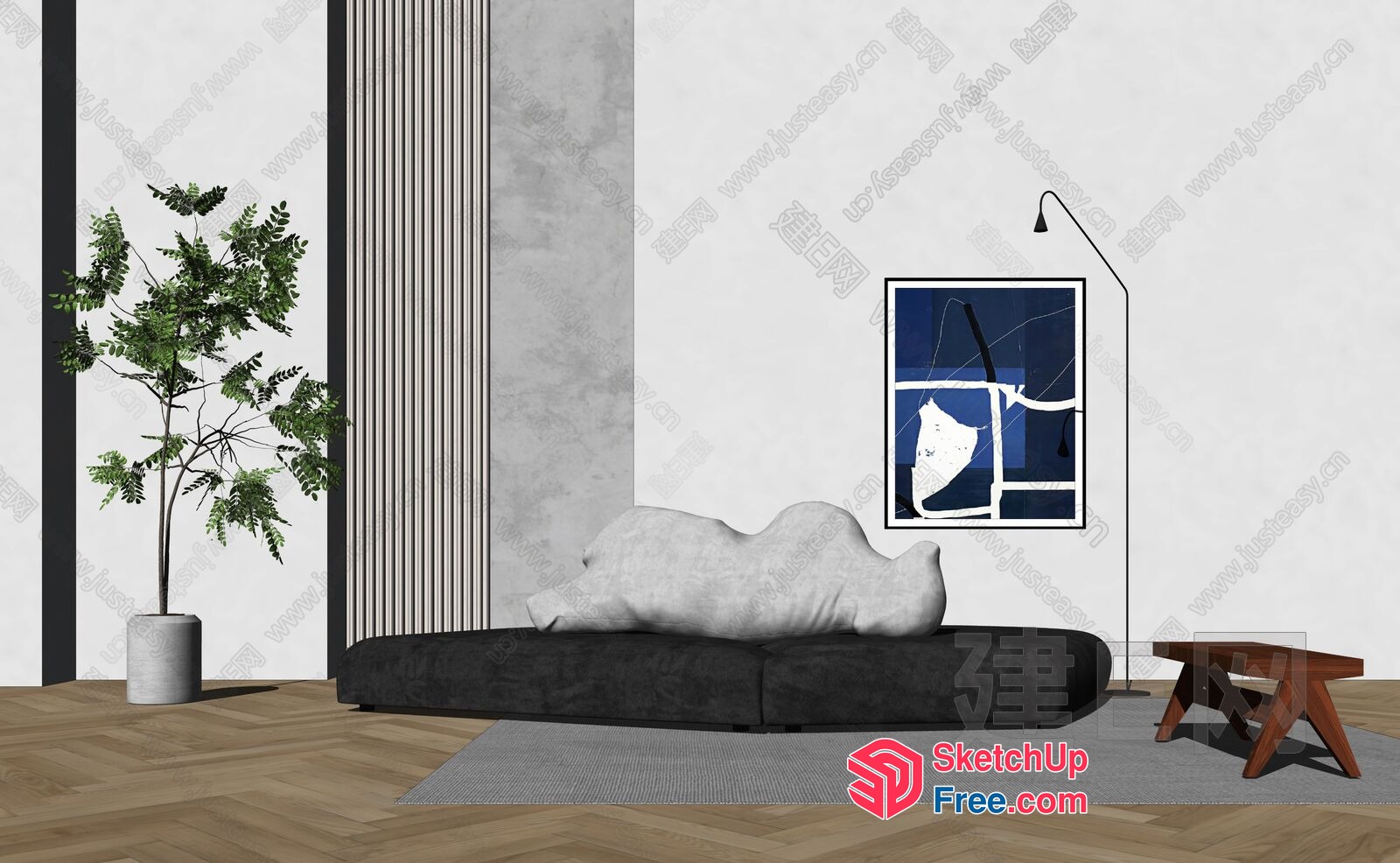 Minimalist Scandinavian Modern Living Room 3D SketchUp File