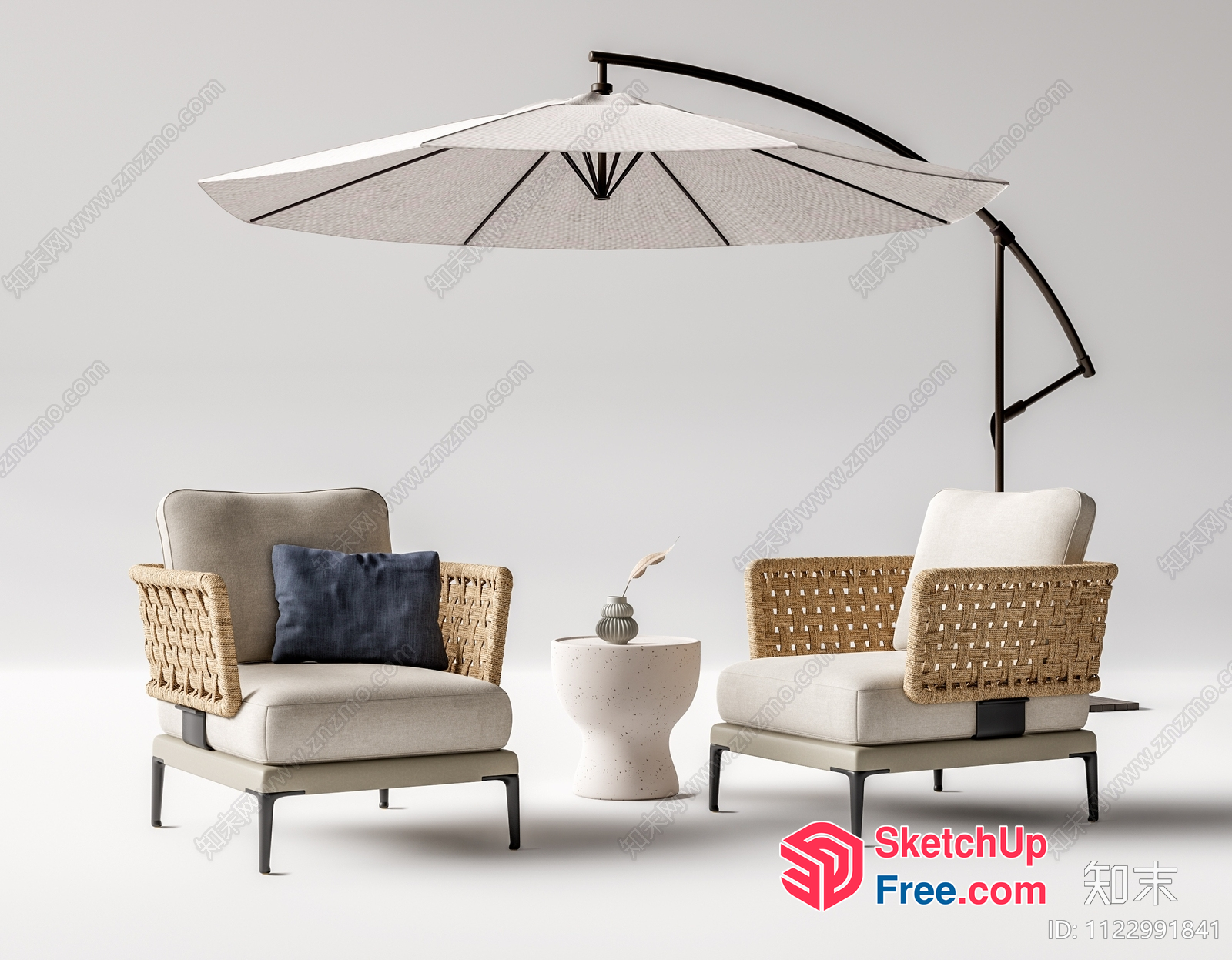 Outdoor Patio Furniture Set With Umbrella 3D SketchUp File