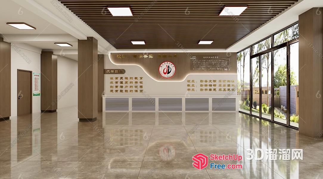 Modern Office Lobby With Sleek And Contemporary Design 3D SketchUp File
