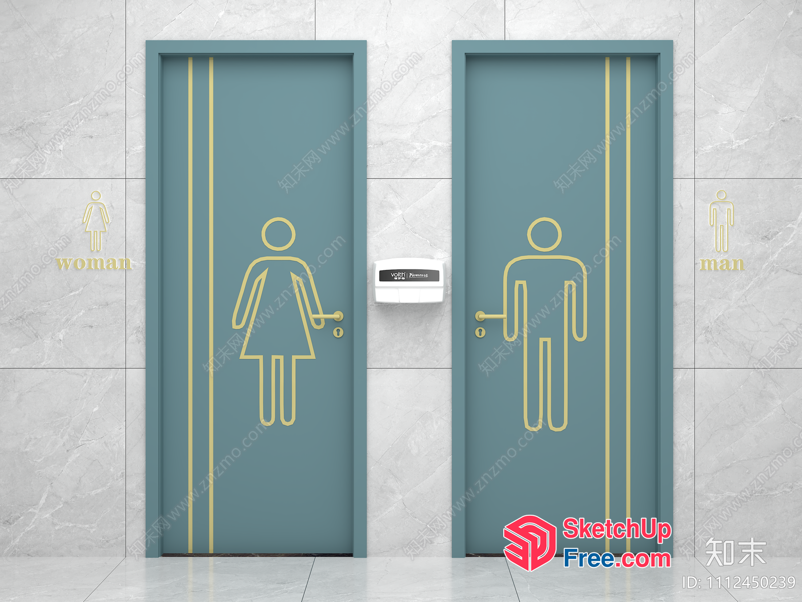 Modern Elevator Doors With Gold Accents 3D SketchUp File