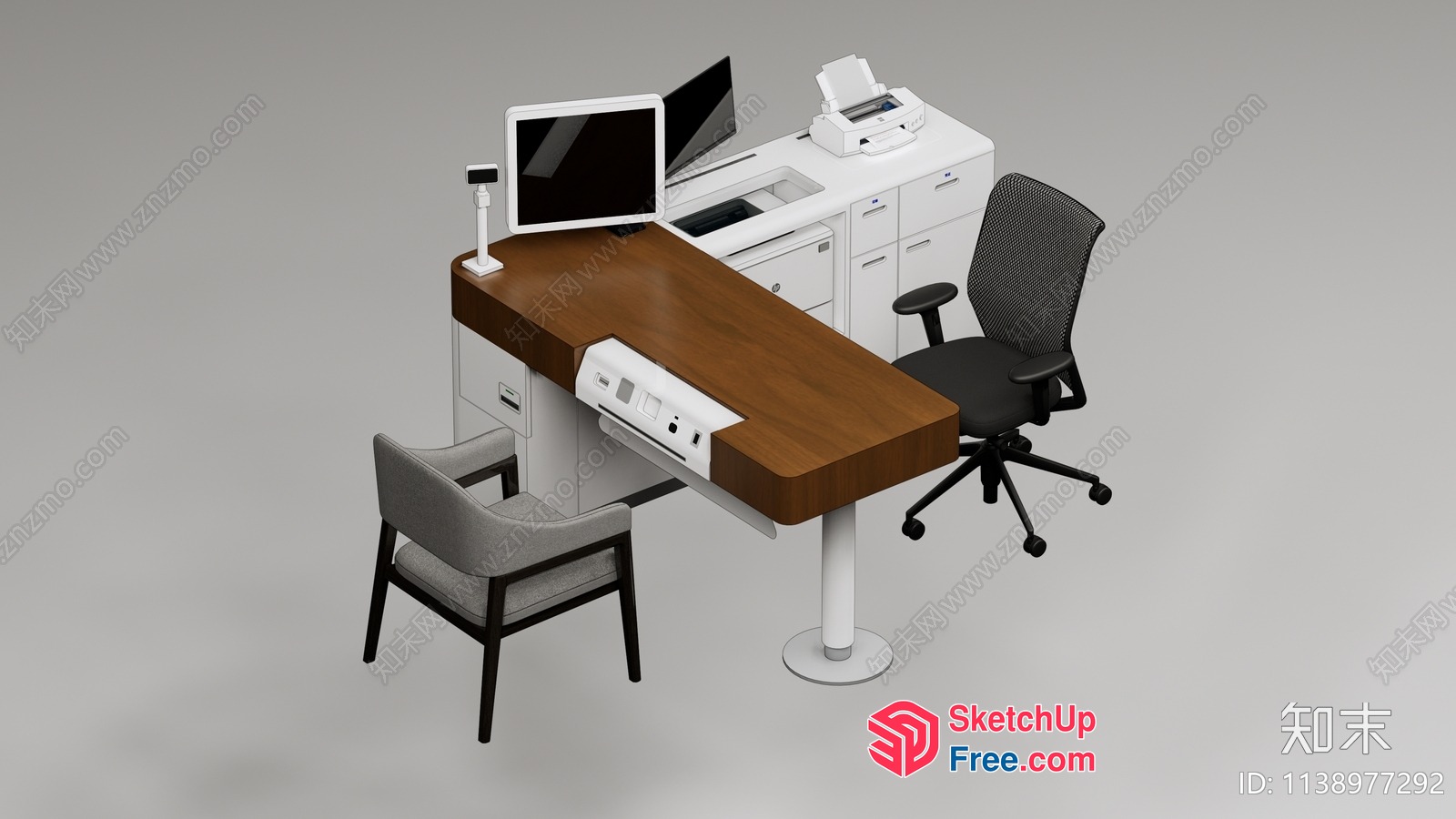 Office Workspace With Modern Furniture And Technology 3D SketchUp File