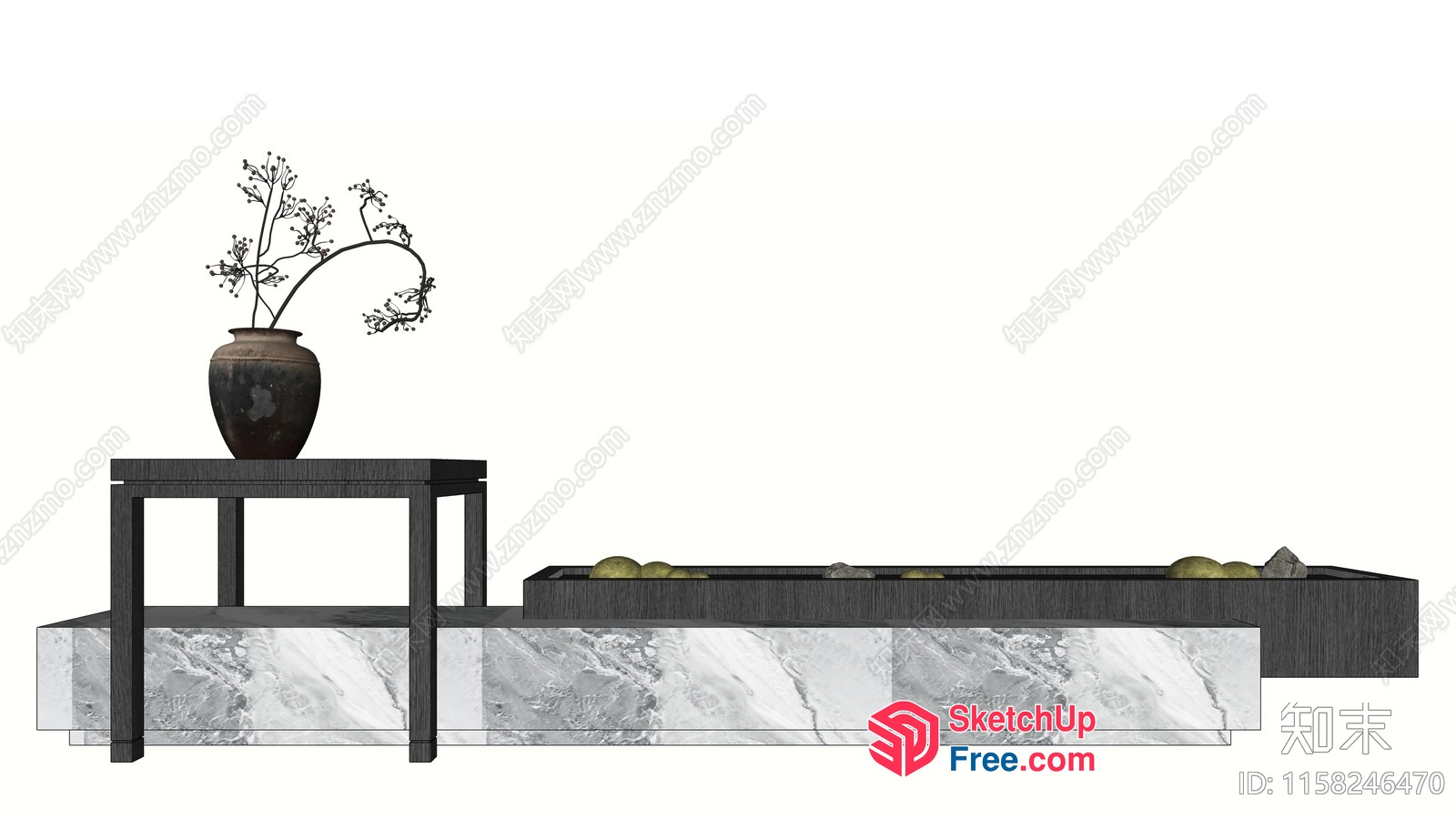 Minimalist Style Japanese Decor Vase Table 3D SketchUp File