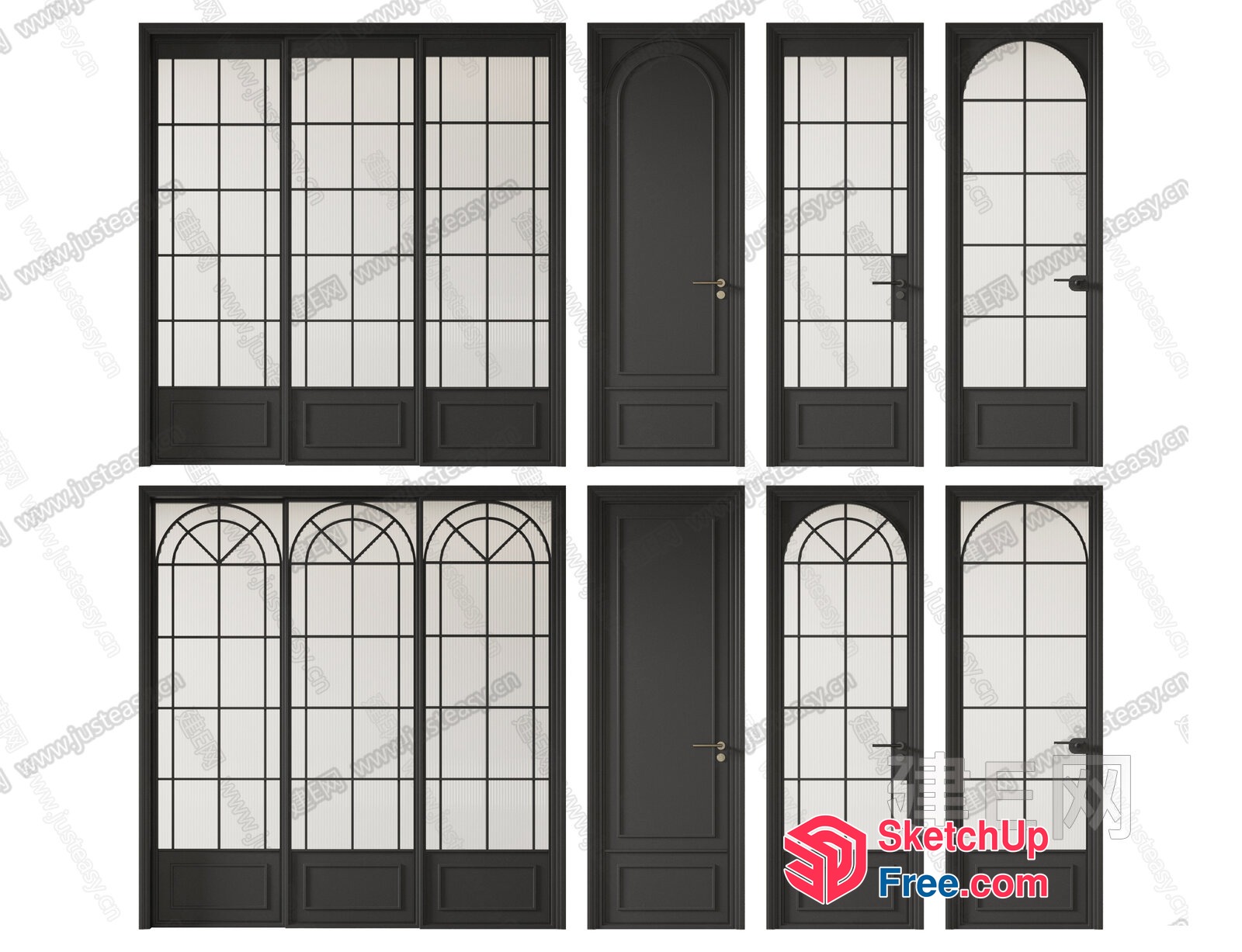 Modern Black Doors And Windows 3D SketchUp File