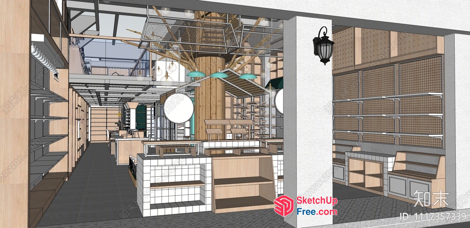 Modern Industrial Style Commercial Street Interior 3D SketchUp File