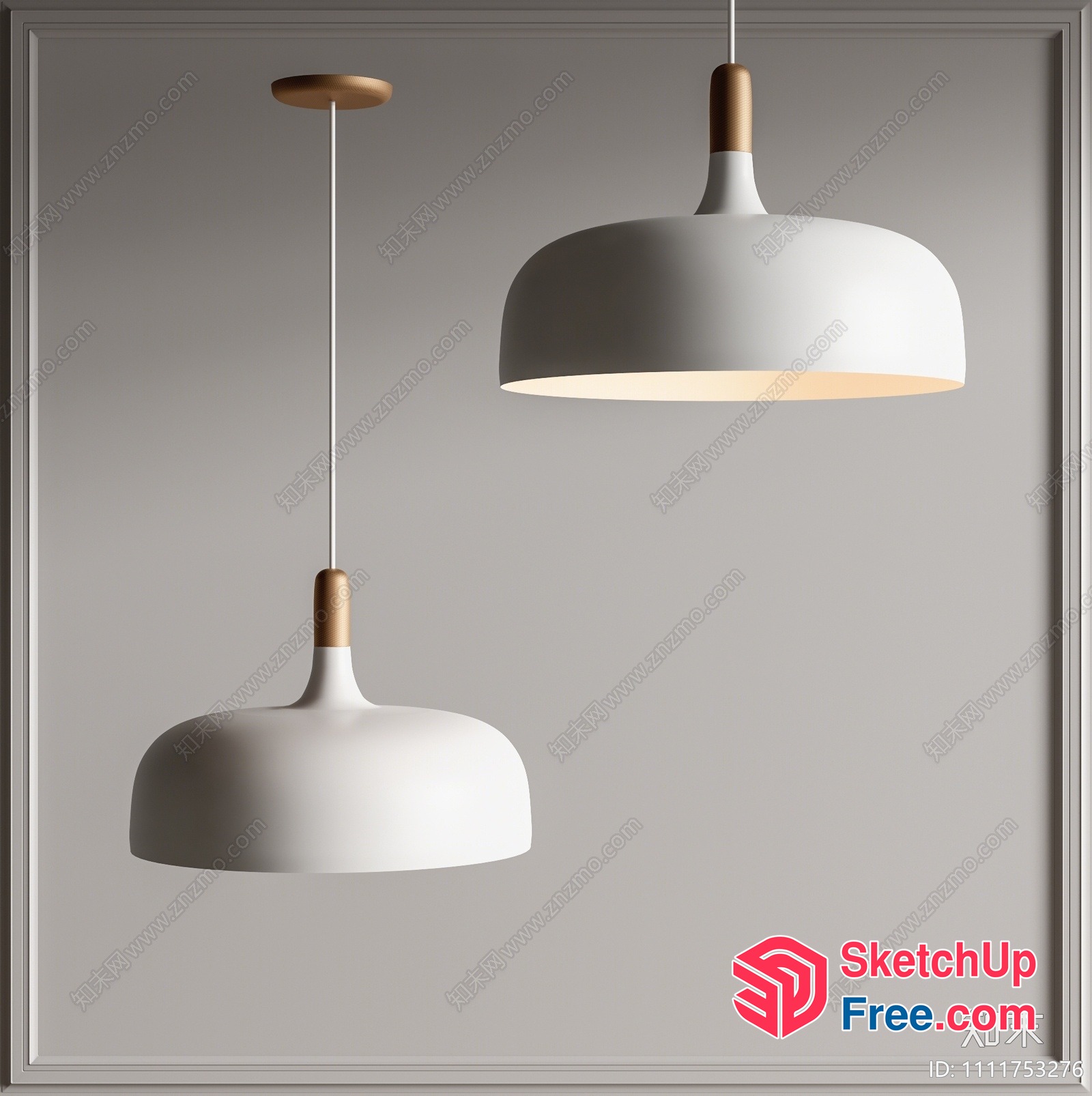 Modern White And Gold Pendant Lighting Fixtures 3D SketchUp File