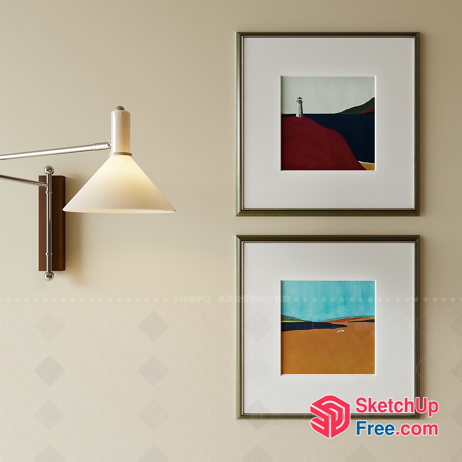 Minimalist Lighthouse And Desert Landscape Artwork 3D SketchUp File