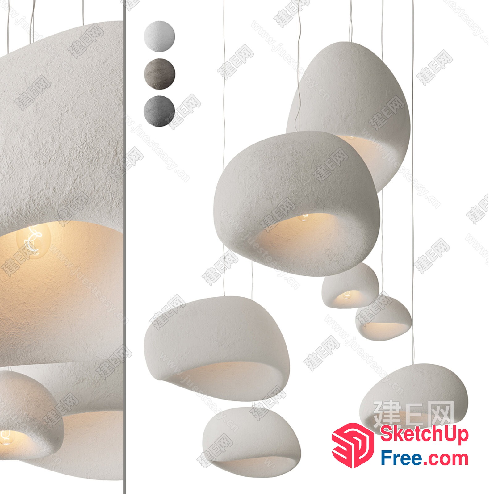 Modern White Hanging Light Fixtures 3D SketchUp File