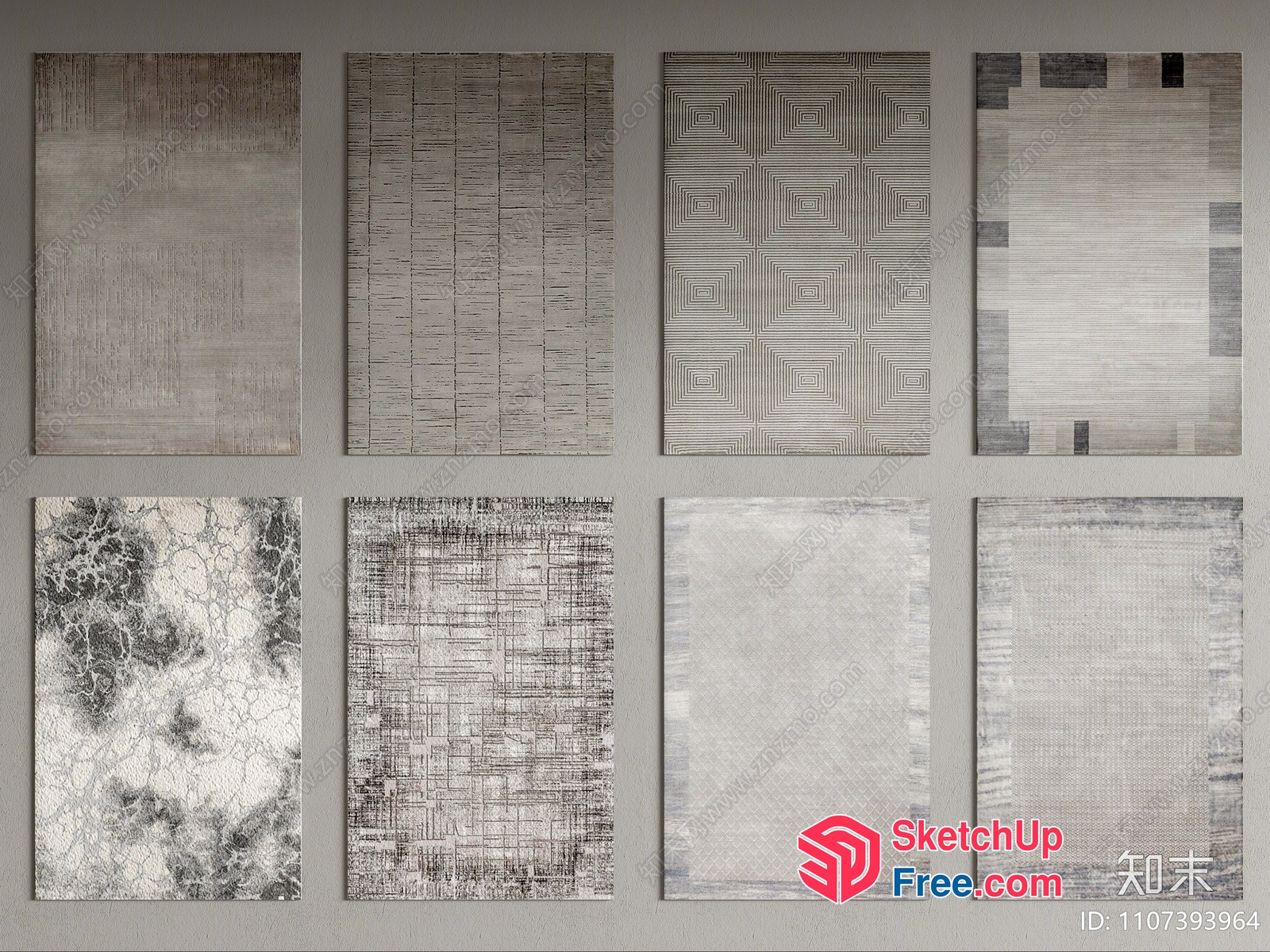 Modern Gray And White Wall Art Collection 3D SketchUp File