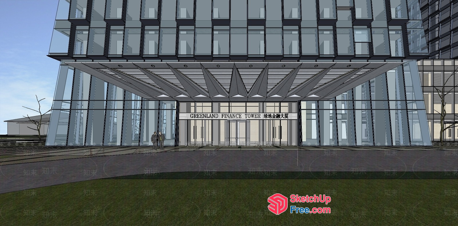 Modern Glass And Steel Office Building 3D SketchUp File