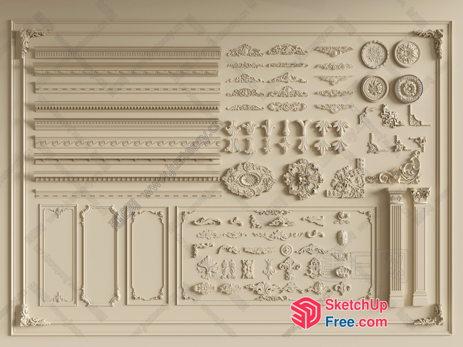 Ornate Classical Moulding Collection 3D SketchUp File