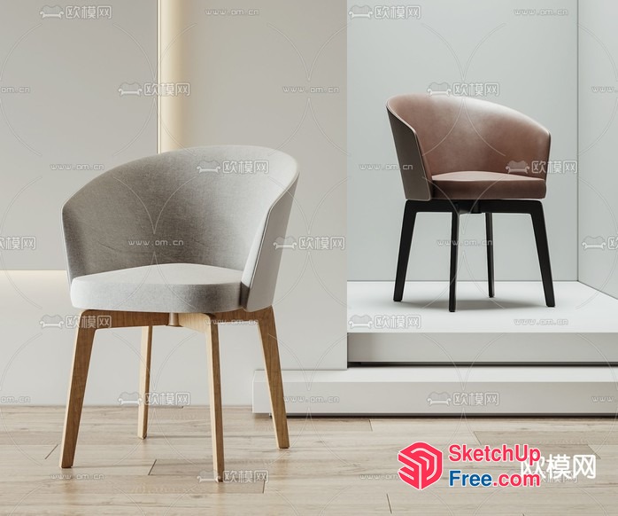 Elegant Dining Chairs In Soft Gray And Taupe 3D SketchUp File