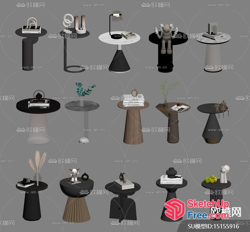 Various Small Tables With Decorative Items 3D SketchUp File