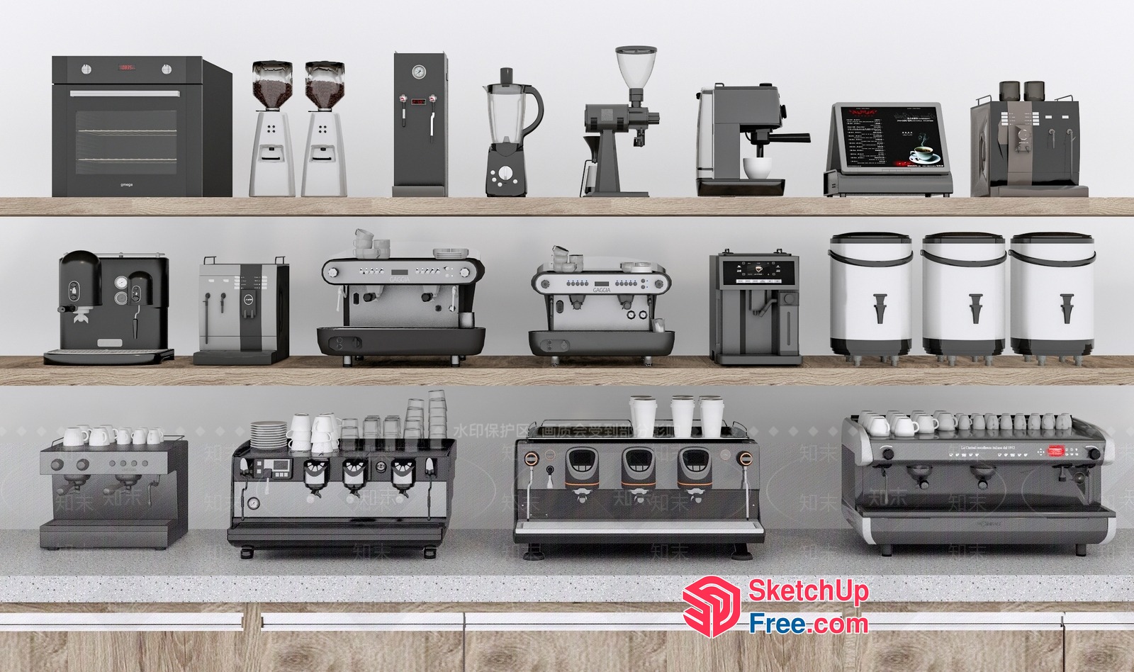 Modern Coffee Shop Interior With Sleek Equipment 3D SketchUp File
