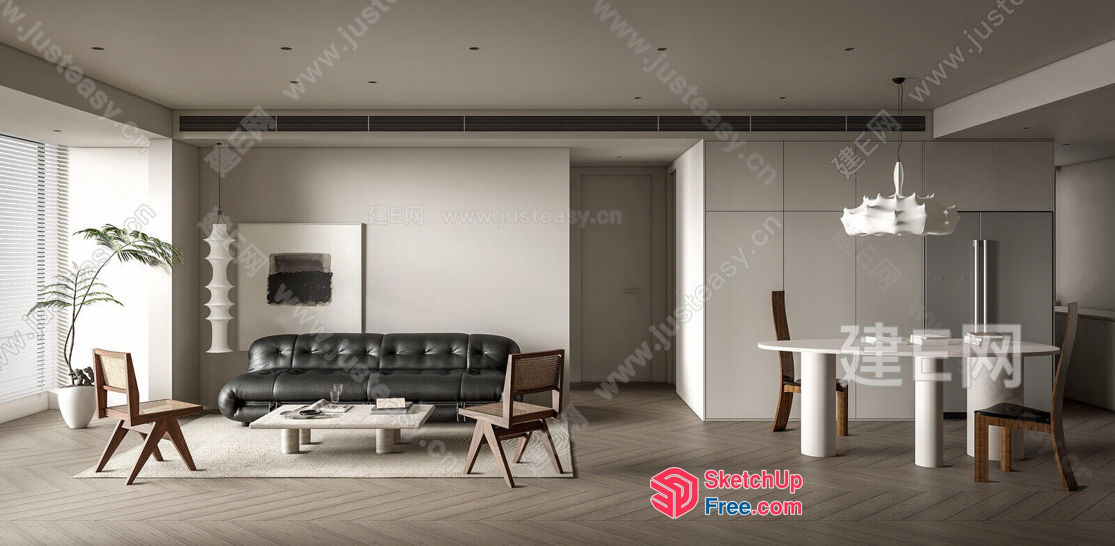 Minimalist Modern Living Room With Sleek Furniture 3D SketchUp File