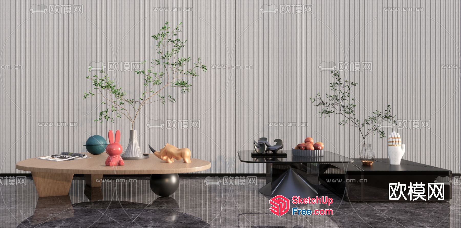 Elegant Modern Living Room Interior With Decorative Furniture 3D SketchUp File