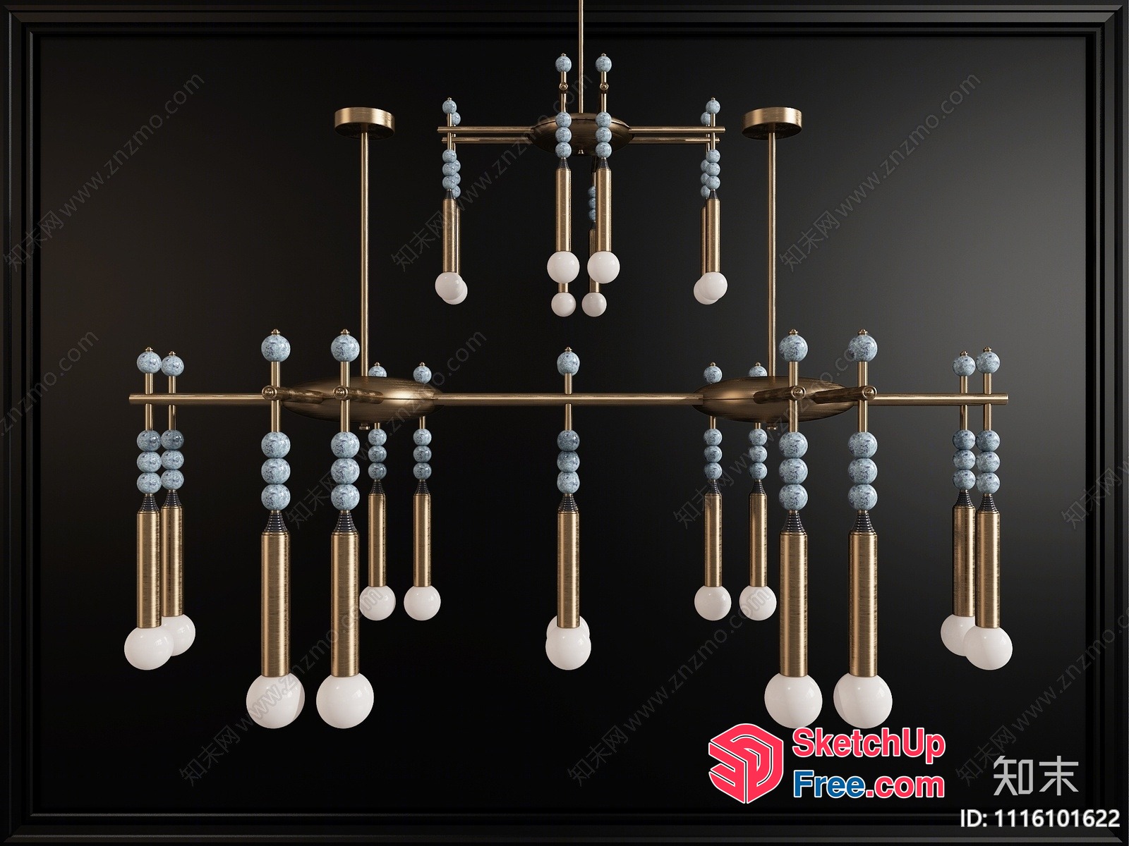 Elegant Chandelier With Hanging Balls 3D SketchUp File