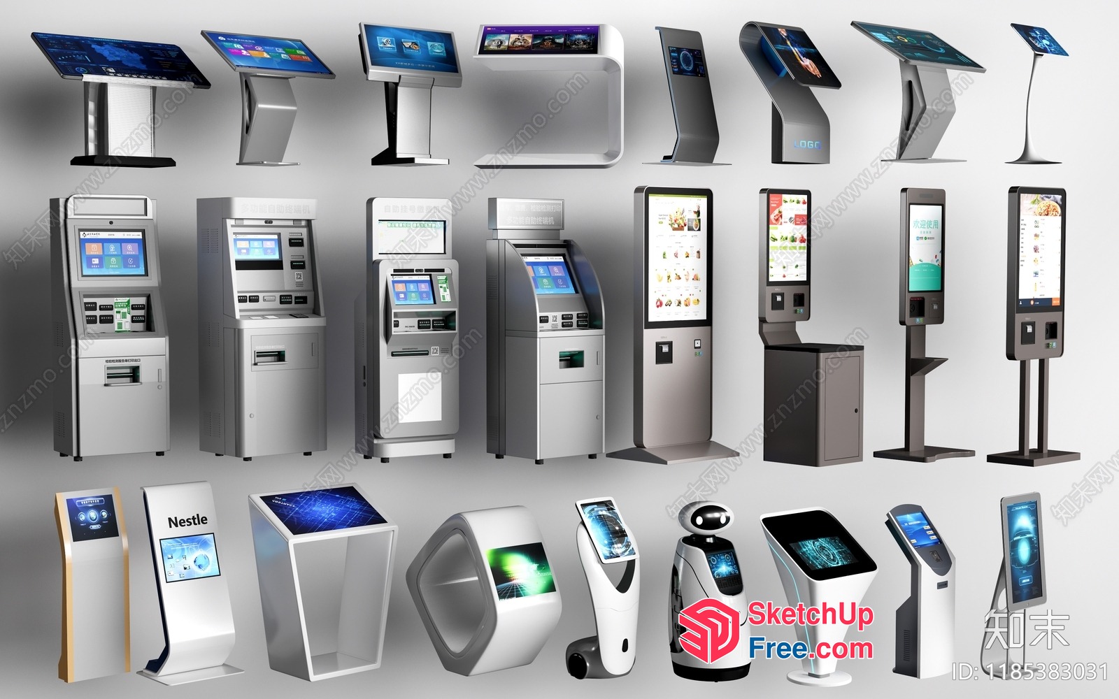 Electronic Payment Terminals And Digital Displays 3D SketchUp File