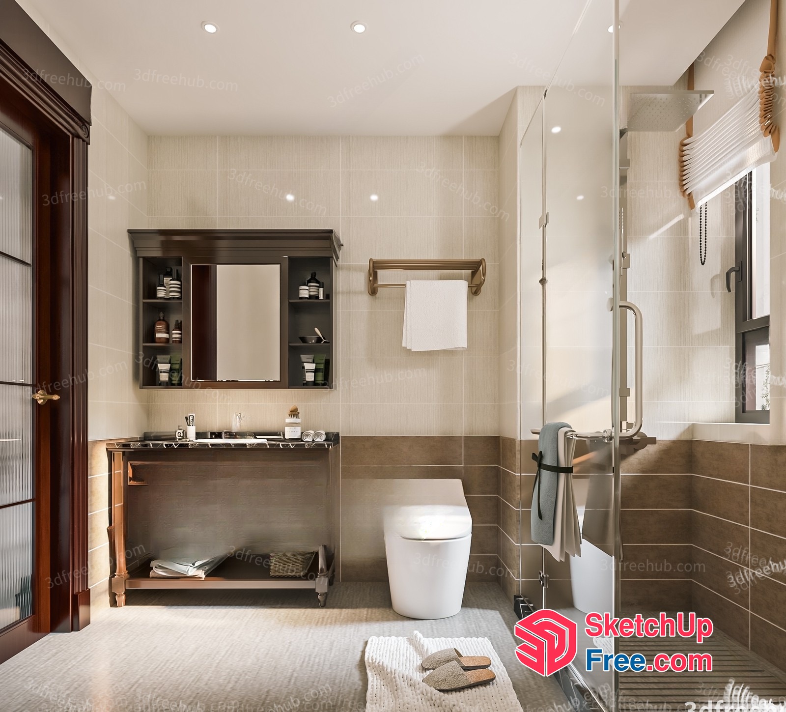 Luxurious Modern Bathroom With Elegant Fixtures 3D SketchUp File