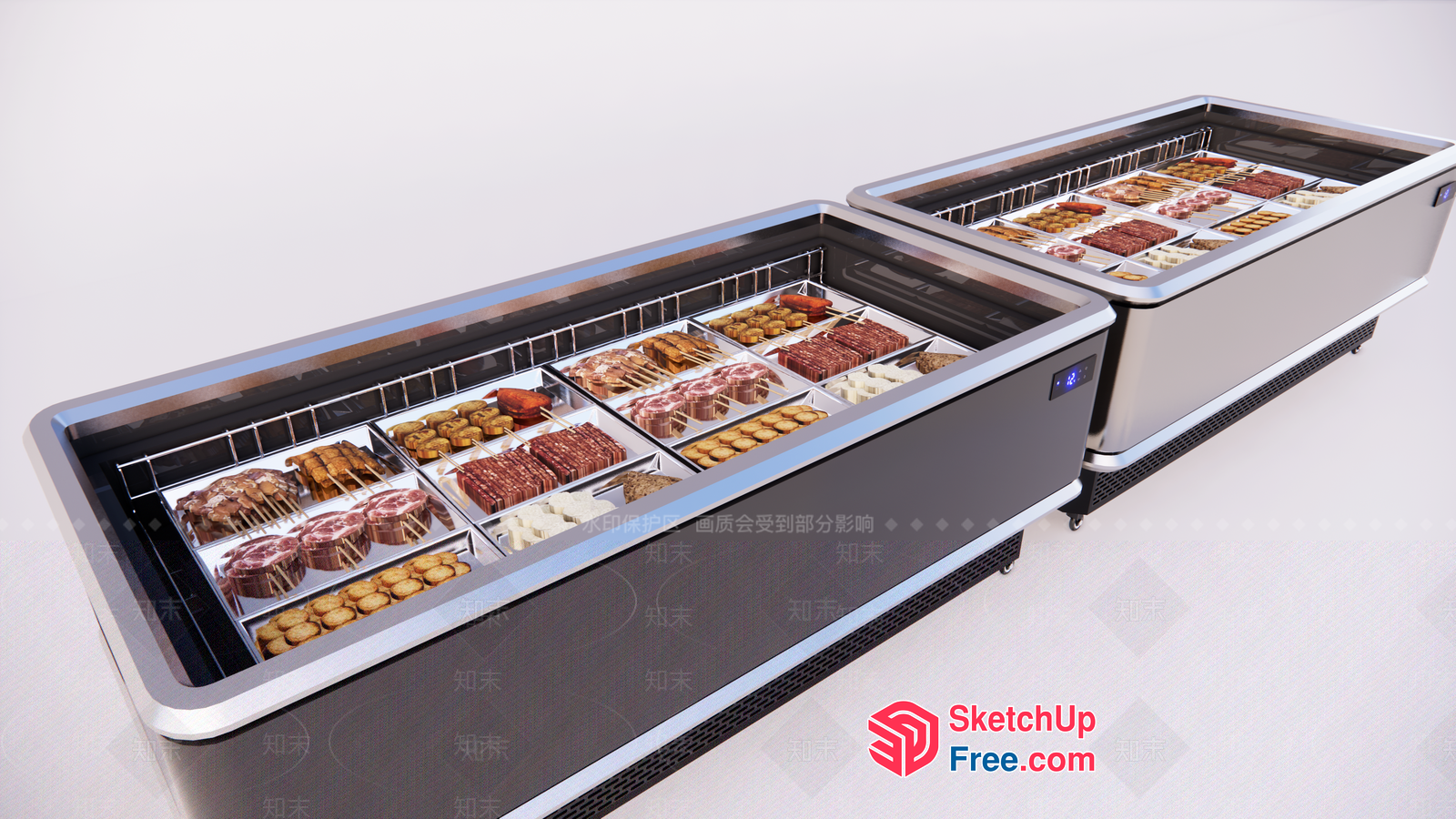 Display Of Various Meat Products On Shelves 3D SketchUp File