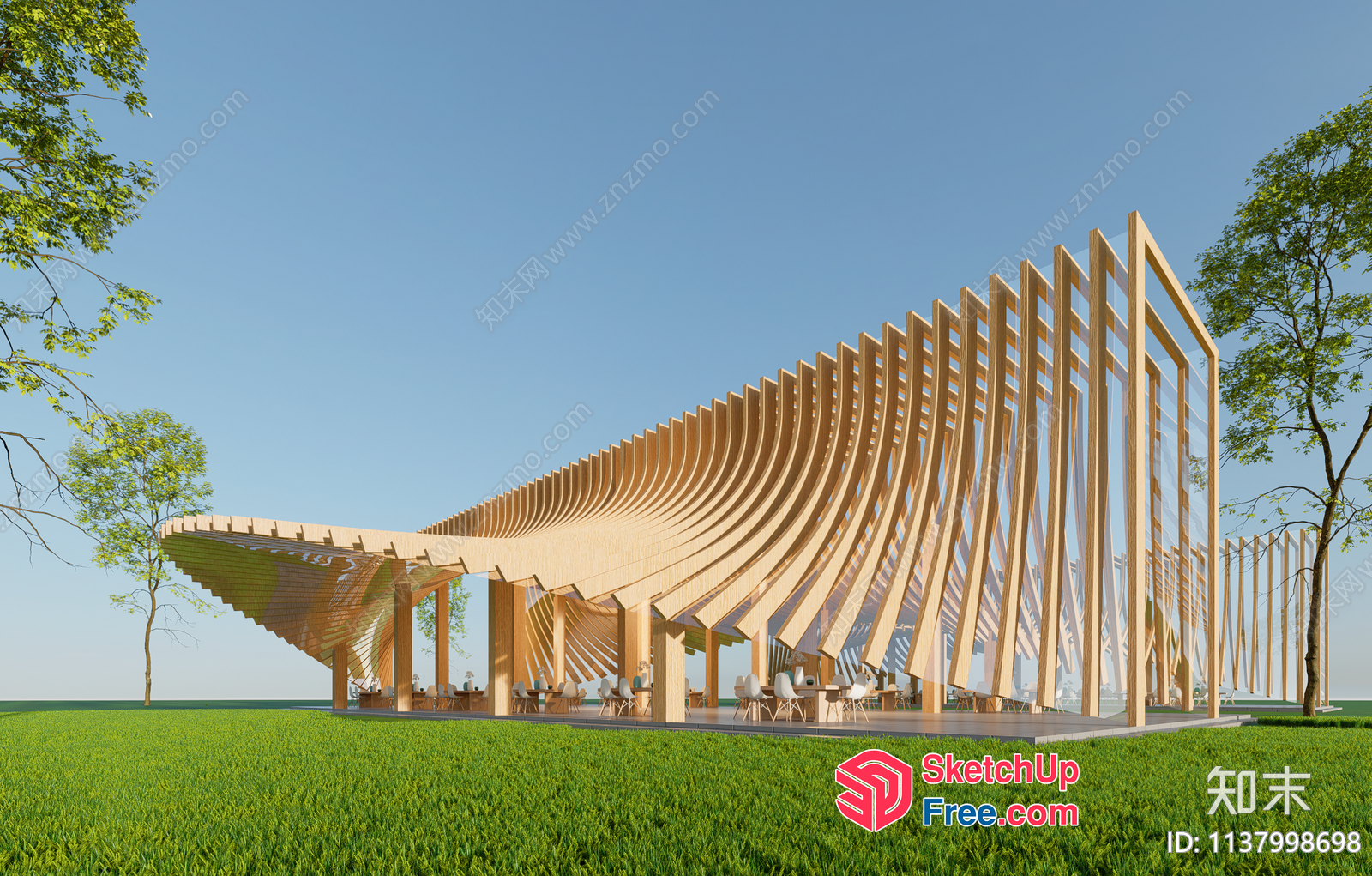 Elegant Modern Pavilion Building 3D SketchUp File