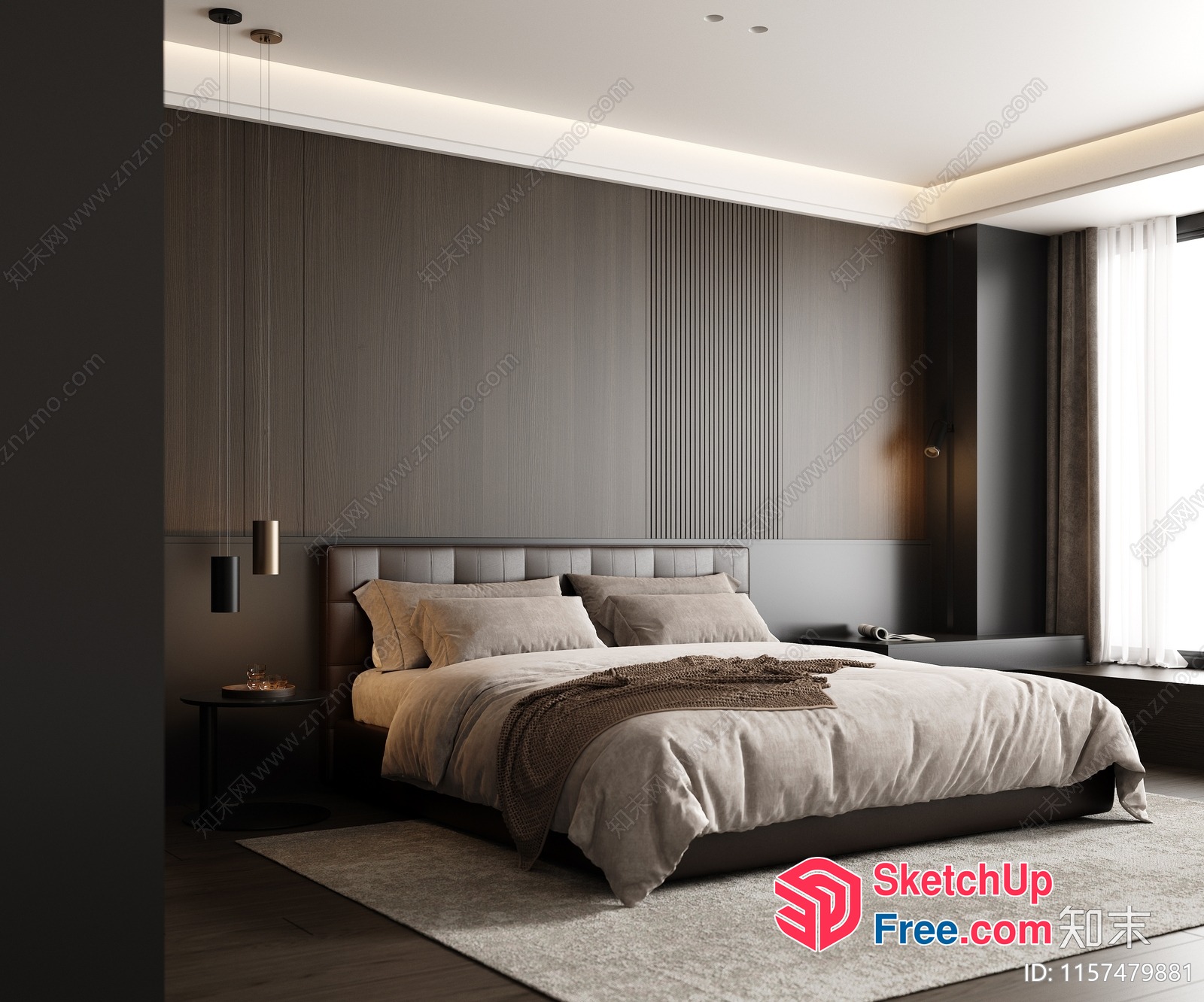 Modern Minimalist Bedroom Interior 3D SketchUp File