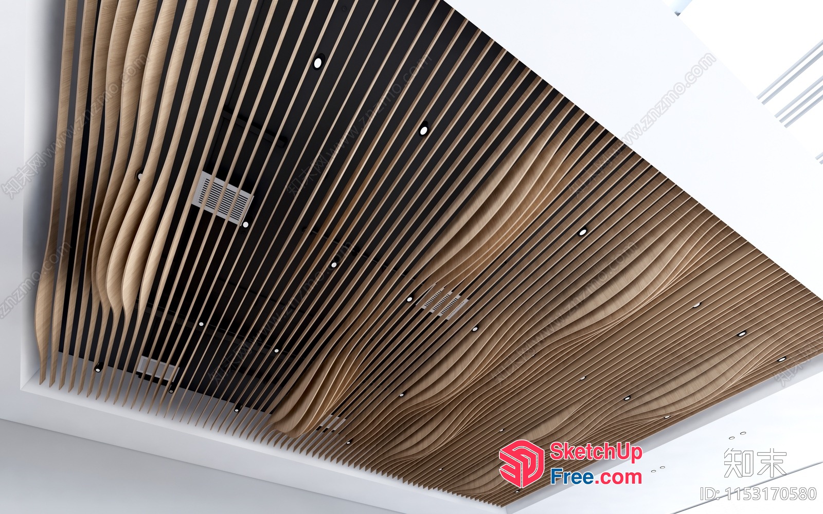 Intricate Wooden Ceiling Design 3D SketchUp File