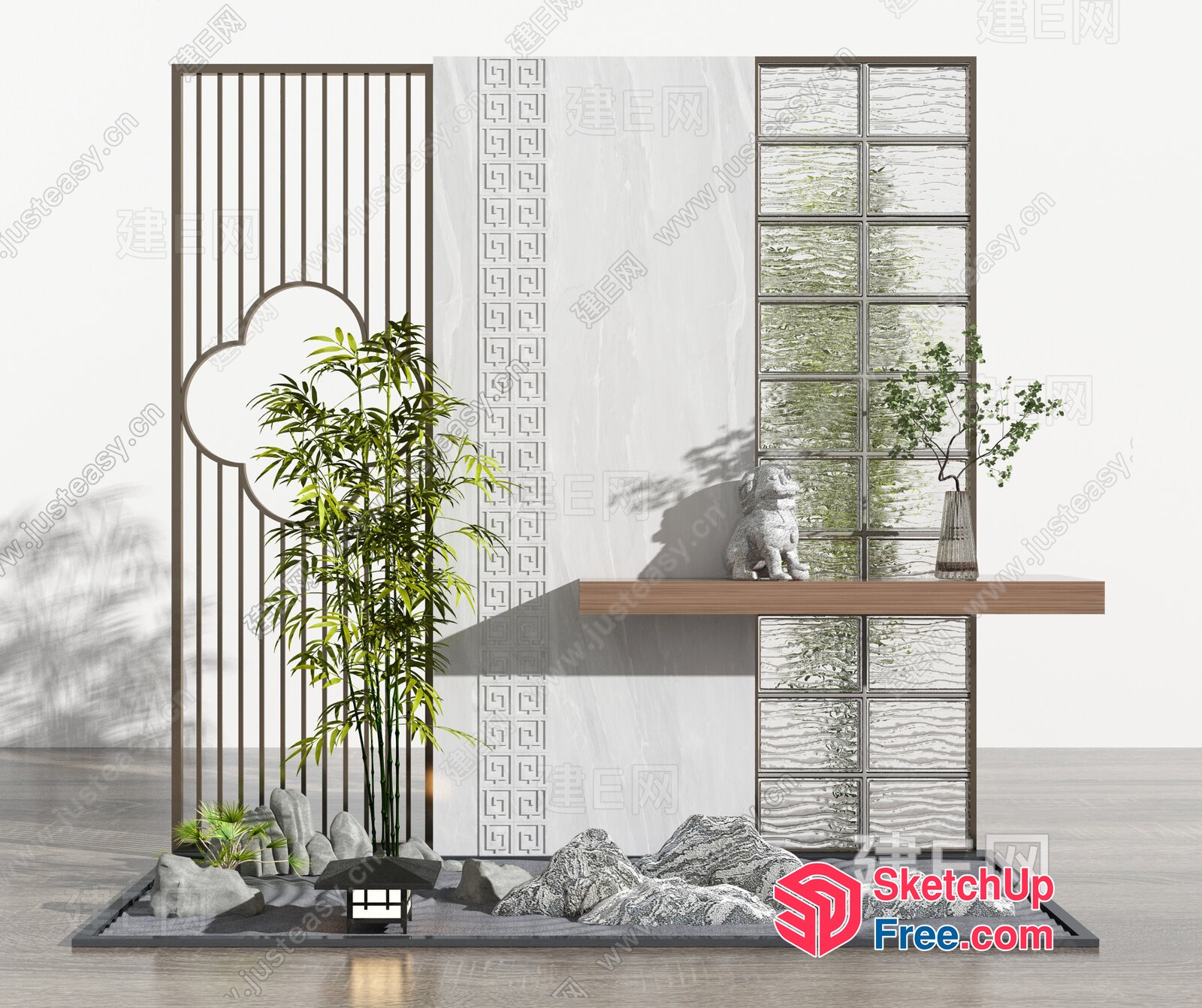 Elegant Japanese-Inspired Decorative Screen 3D SketchUp File