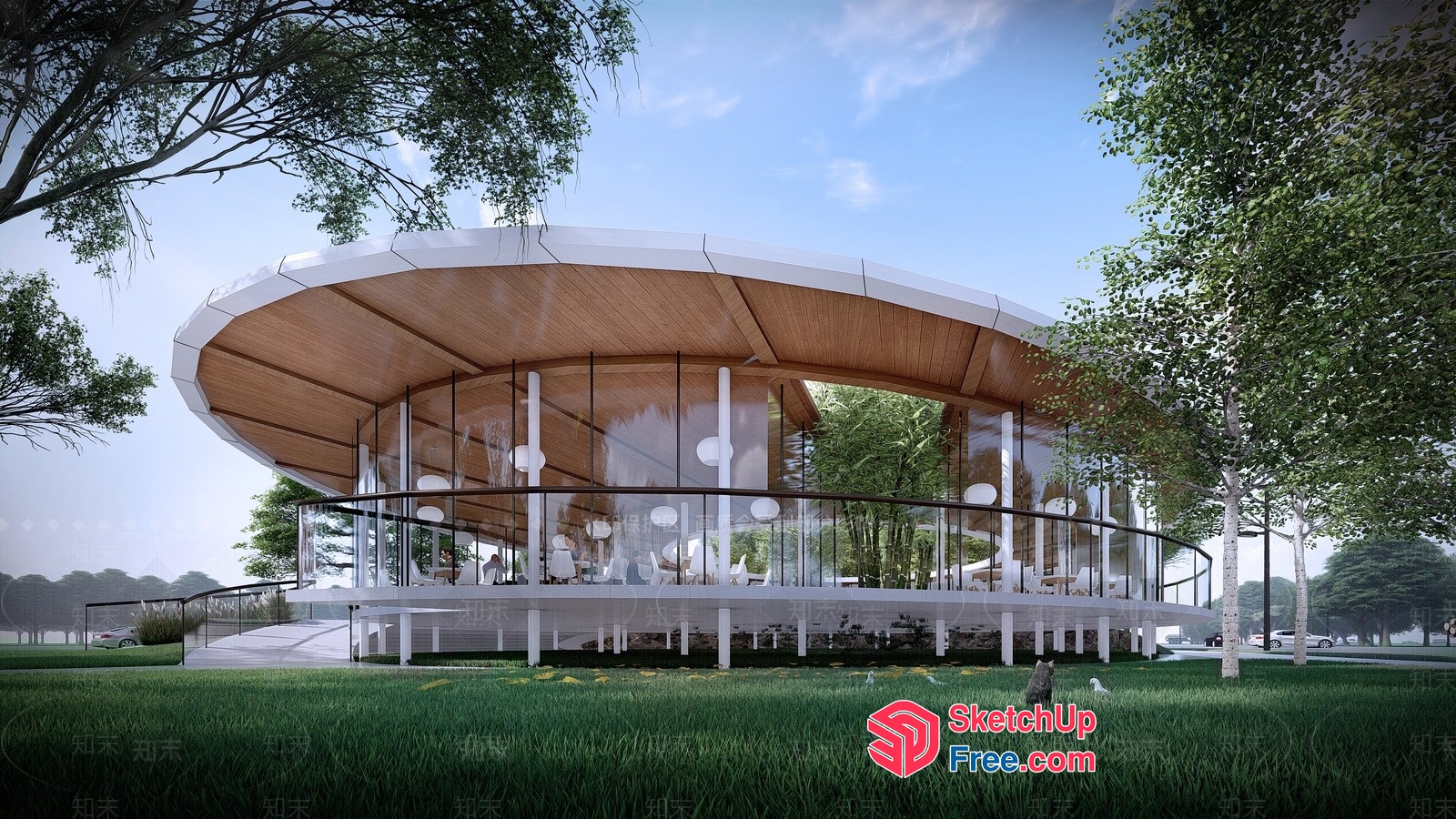 Modern Glass And Wood Exterior Design 3D SketchUp File