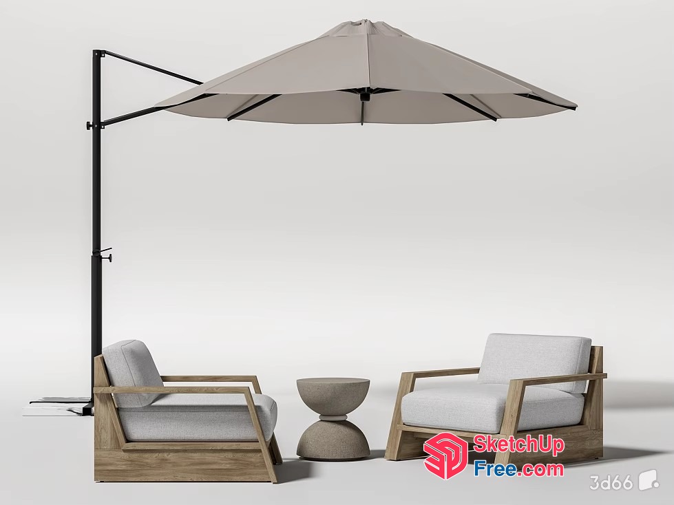 Modern Outdoor Patio Furniture Set With Umbrella 3D SketchUp File