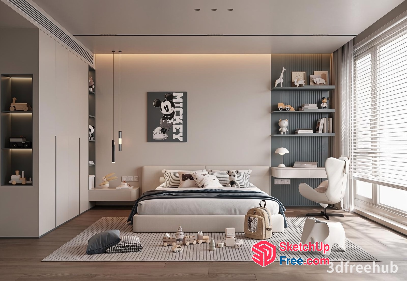 Modern Bedroom With Mickey Mouse Theme 3D SketchUp File