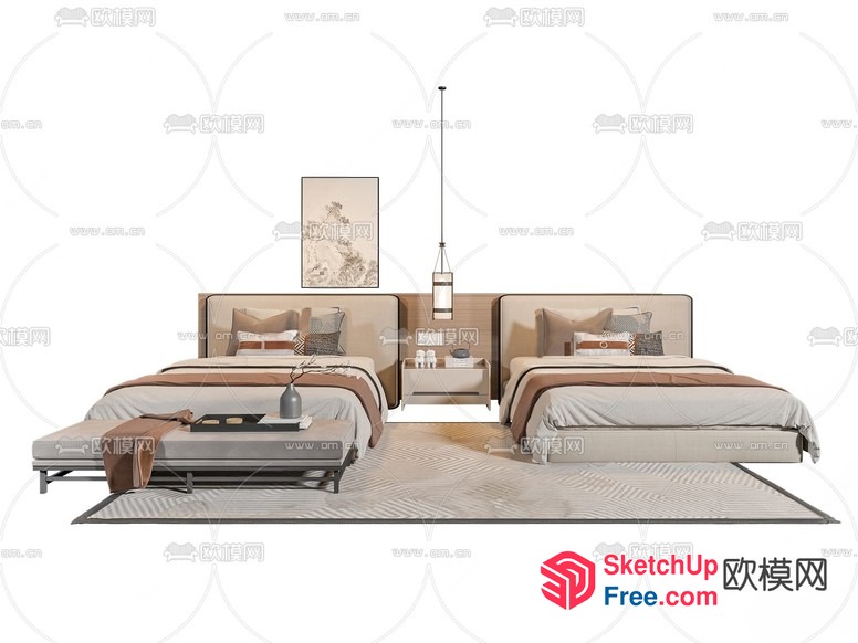 Modern Minimalist Japanese Style Bedroom 3D SketchUp File