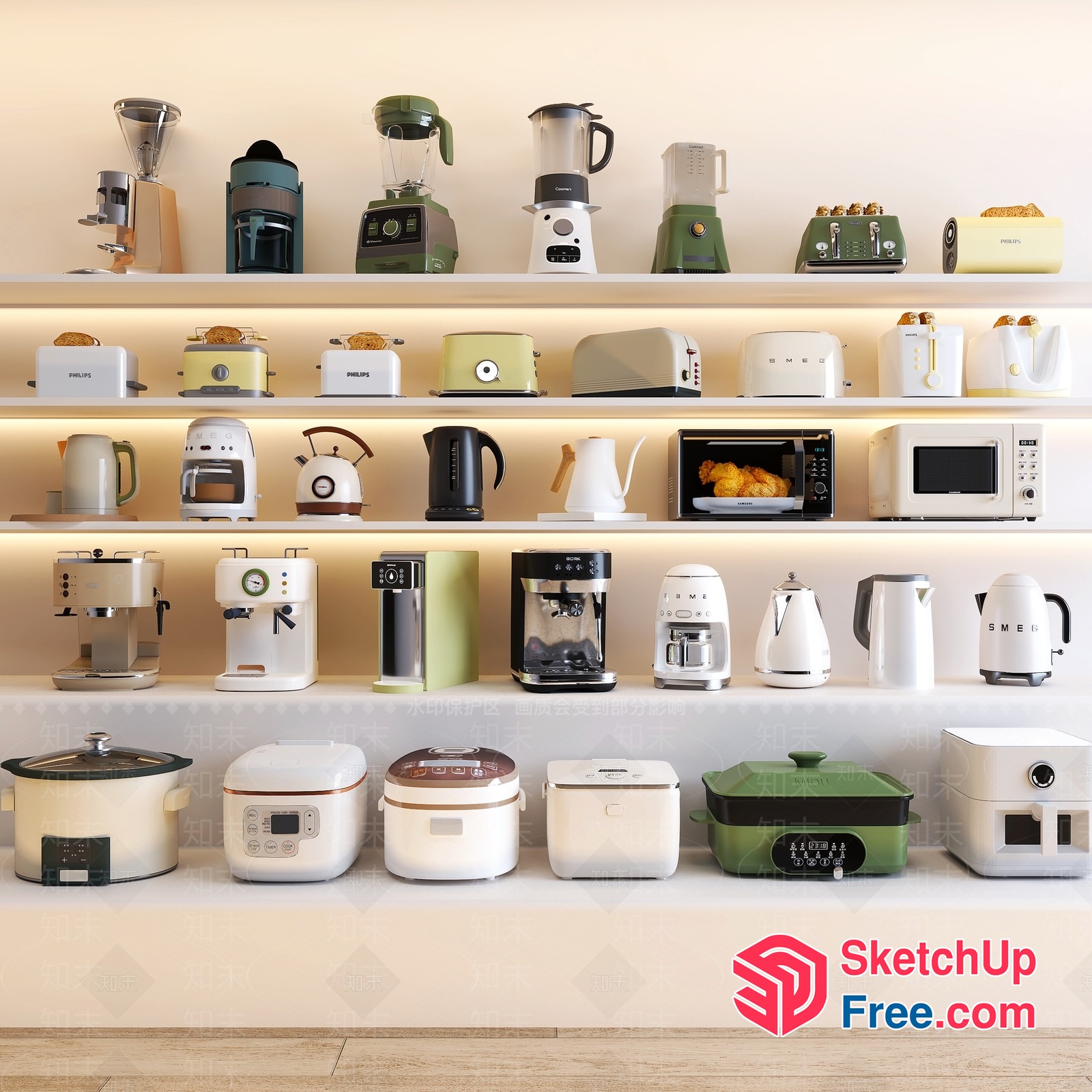 Kitchen Appliances On Display Shelves 3D SketchUp File