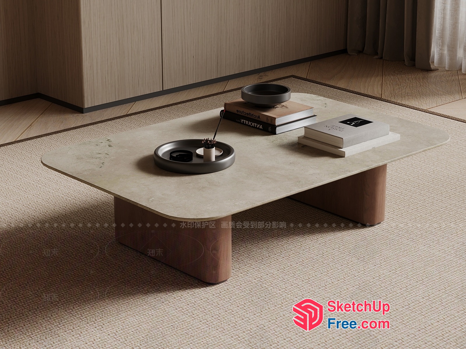 Modern Living Room Coffee Table With Marble Top 3D SketchUp File