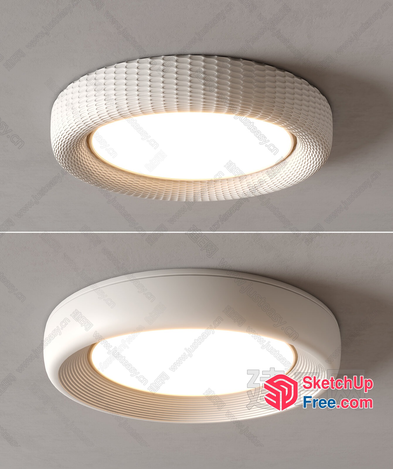 Modern Ceiling Light Fixture With Textured Design 3D SketchUp File