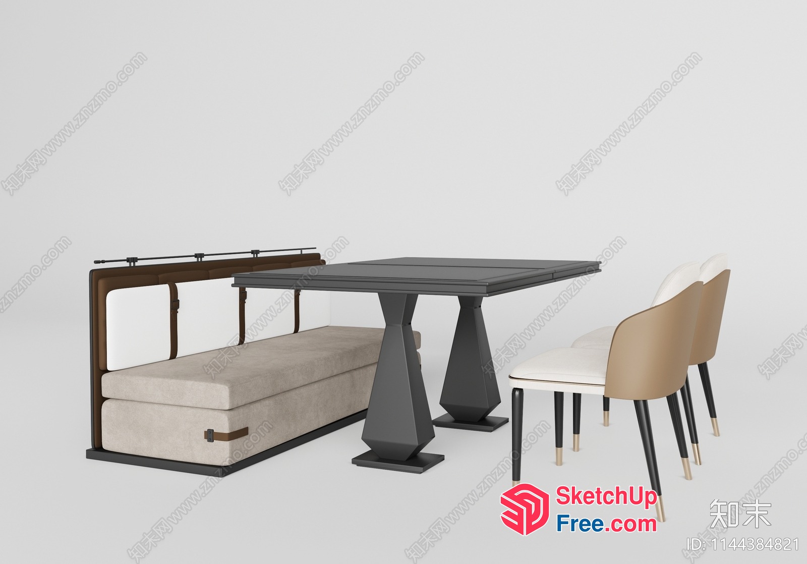 Modern Dining Table And Chairs Set 3D SketchUp File