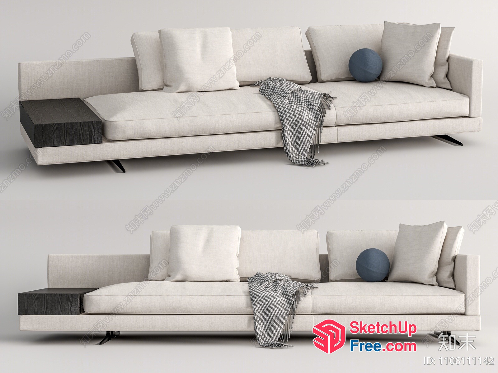 Modern White Sofa With Black Accent 3D SketchUp File