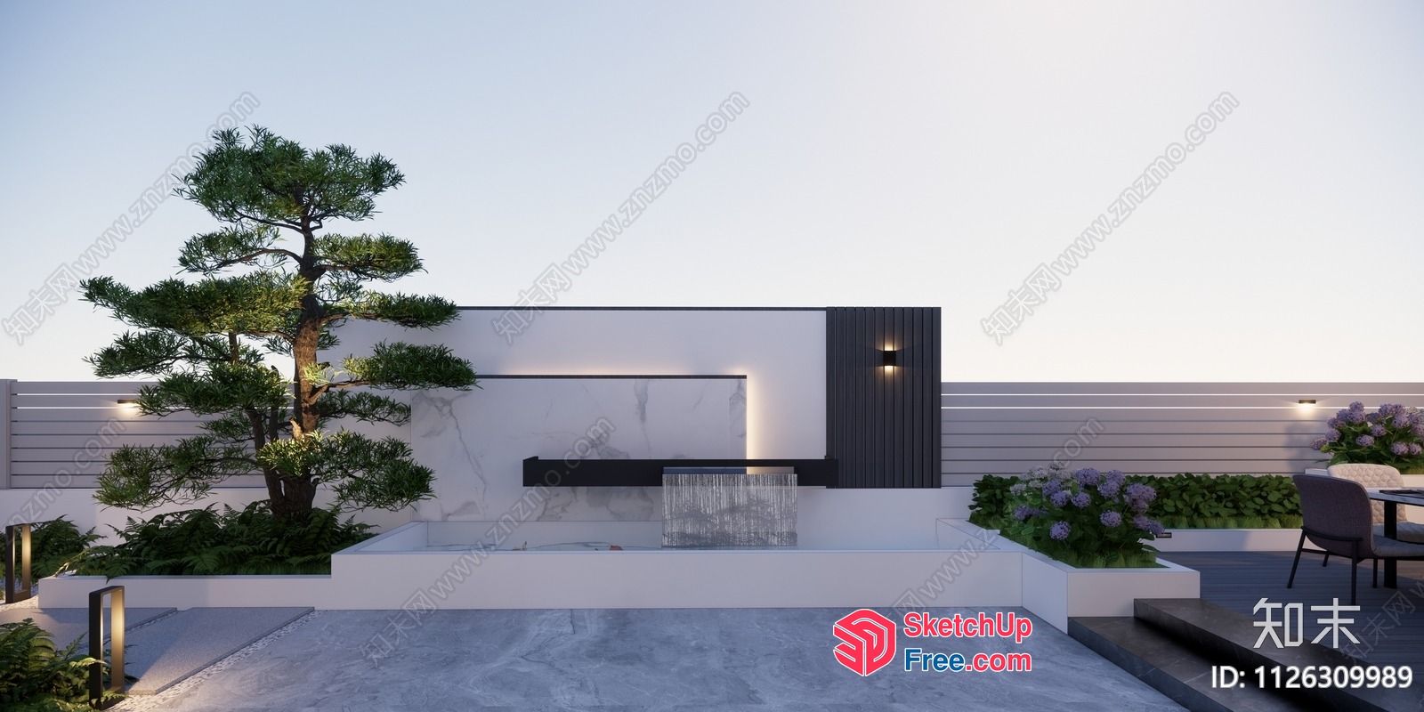 Modern Minimalist Japanese Style Villa Exterior 3D SketchUp File