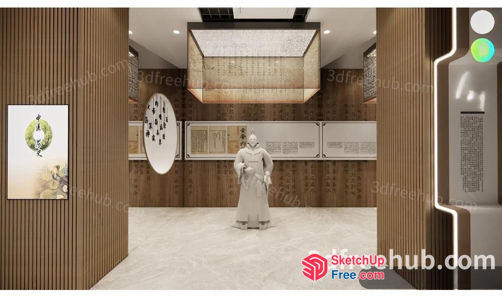 Interior Of A Museum With Asian Decor 3D SketchUp File
