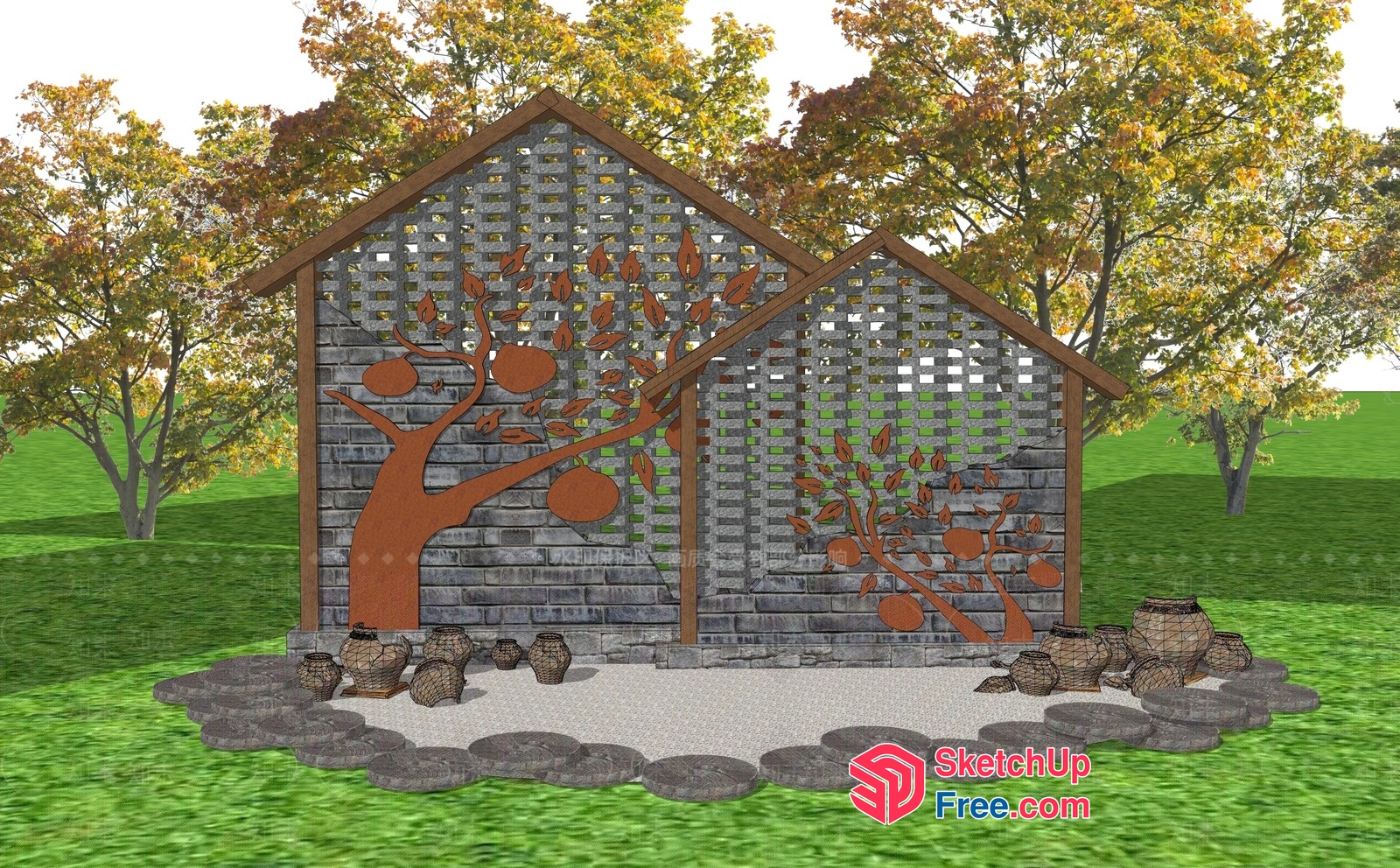 Outdoor Decorative Wall Art 3D SketchUp File