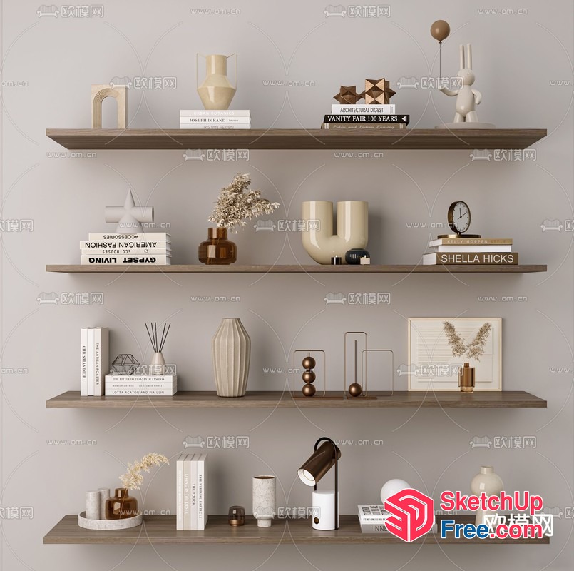 Minimalist Decorative Shelf Arrangement 3D SketchUp File