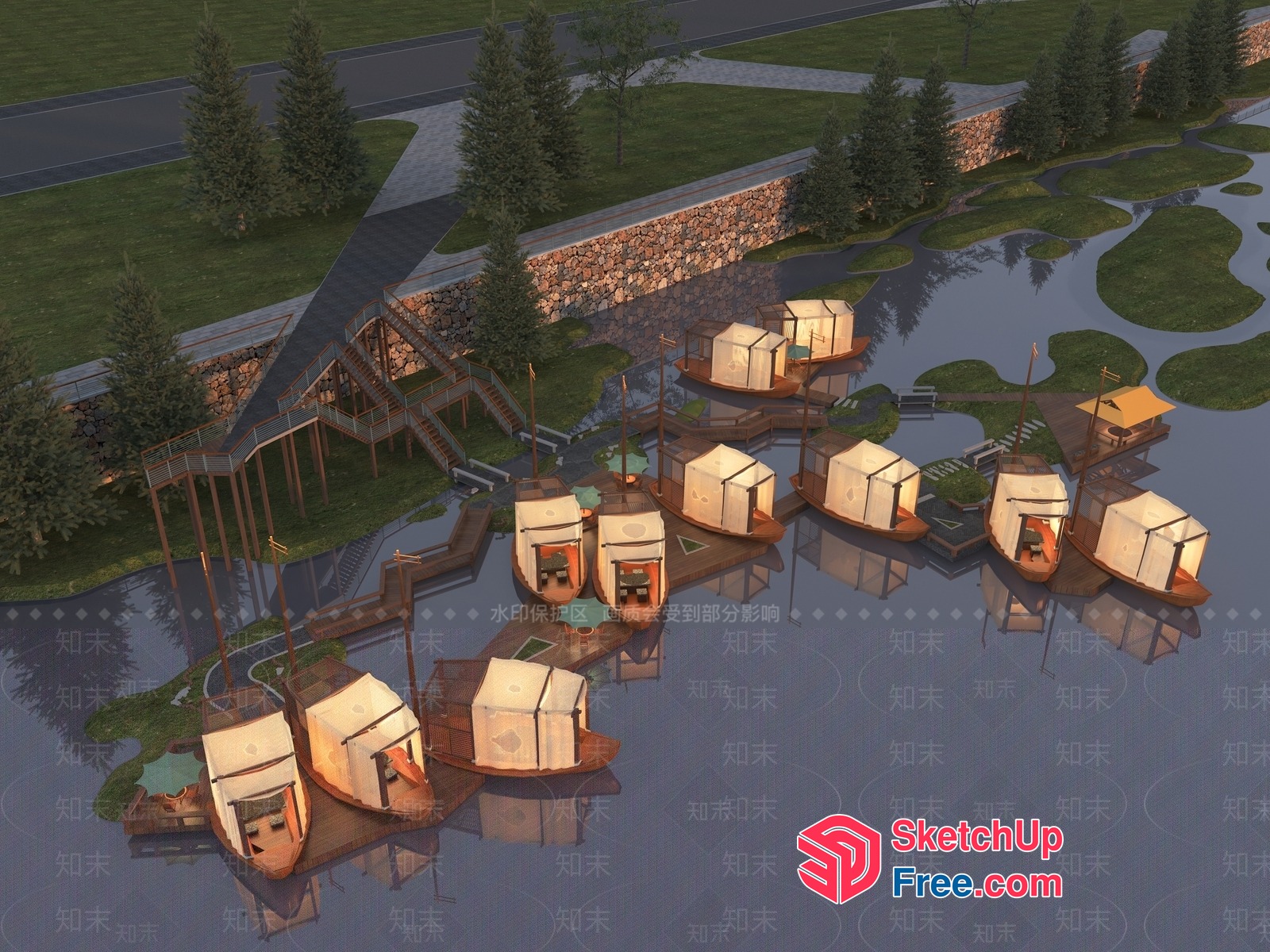 Serene Waterfront Retreat 3D SketchUp File