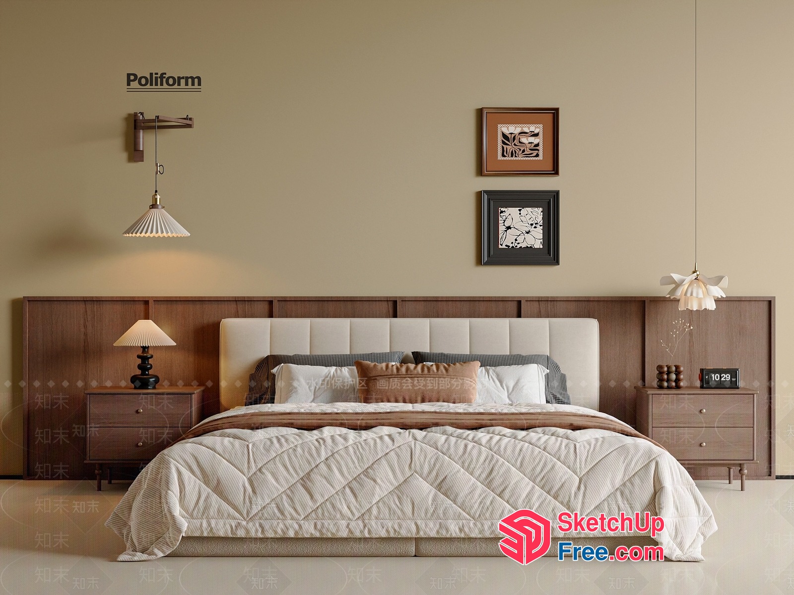 Poliform Modern Minimalist Bedroom Furniture 3D SketchUp File