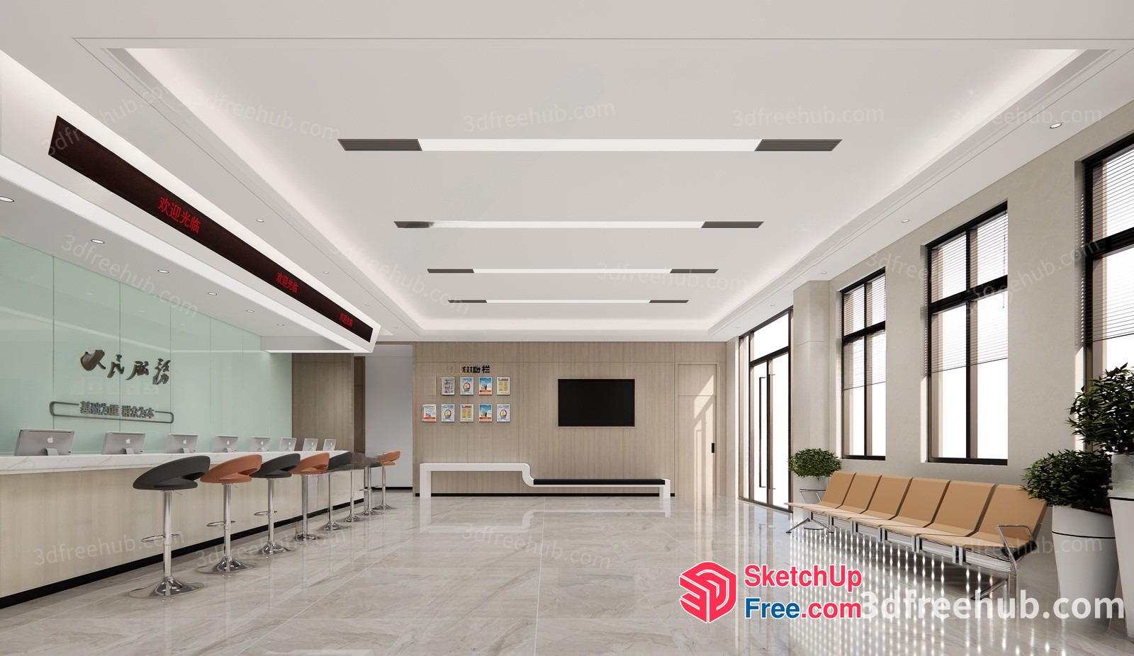 Modern Office Reception Area 3D SketchUp File