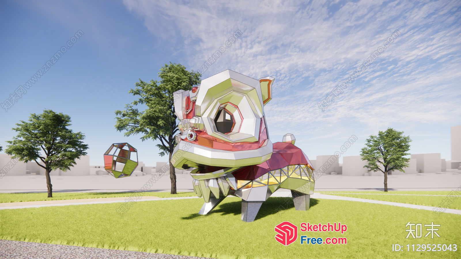 Colorful 3D Polygonal Animal Sculpture 3D SketchUp File