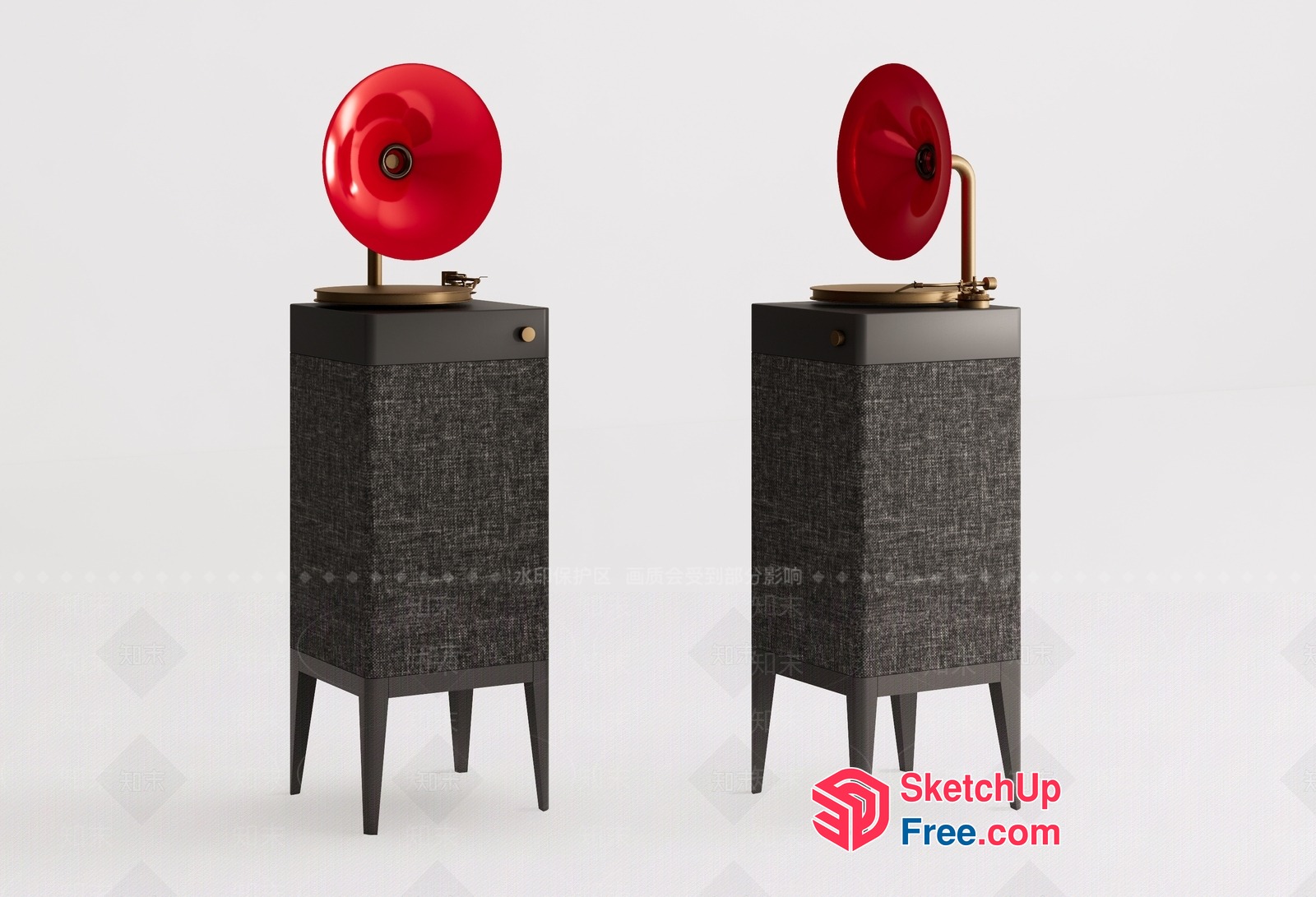 Vintage Style Mid-Century Modern Record Players 3D SketchUp File