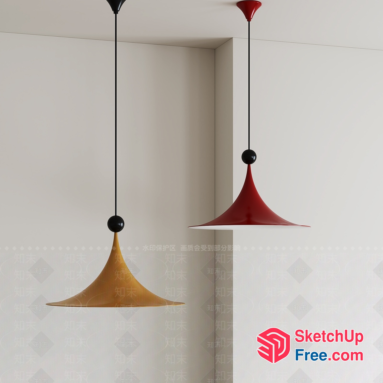 Two Hanging Lamps In A Minimalist Style 3D SketchUp File
