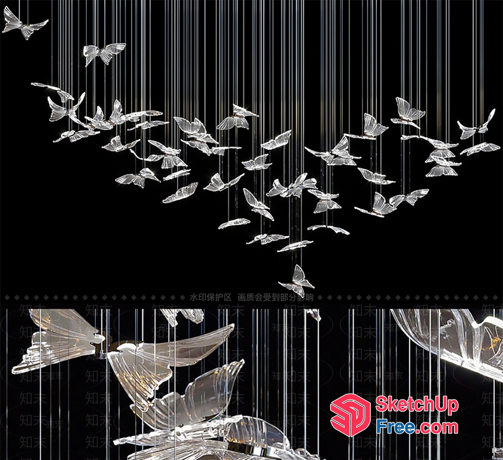 Crystal Bird Sculpture Installation 3D SketchUp File