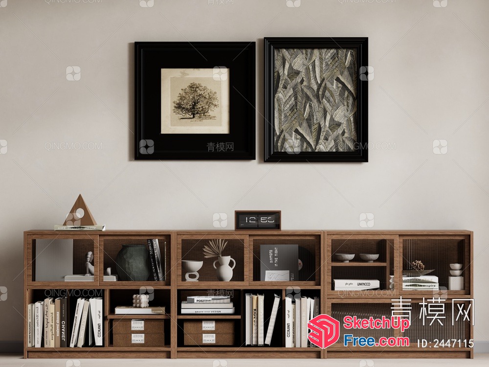 Minimalist Style Bookcase With Decorative Shelf 3D SketchUp File