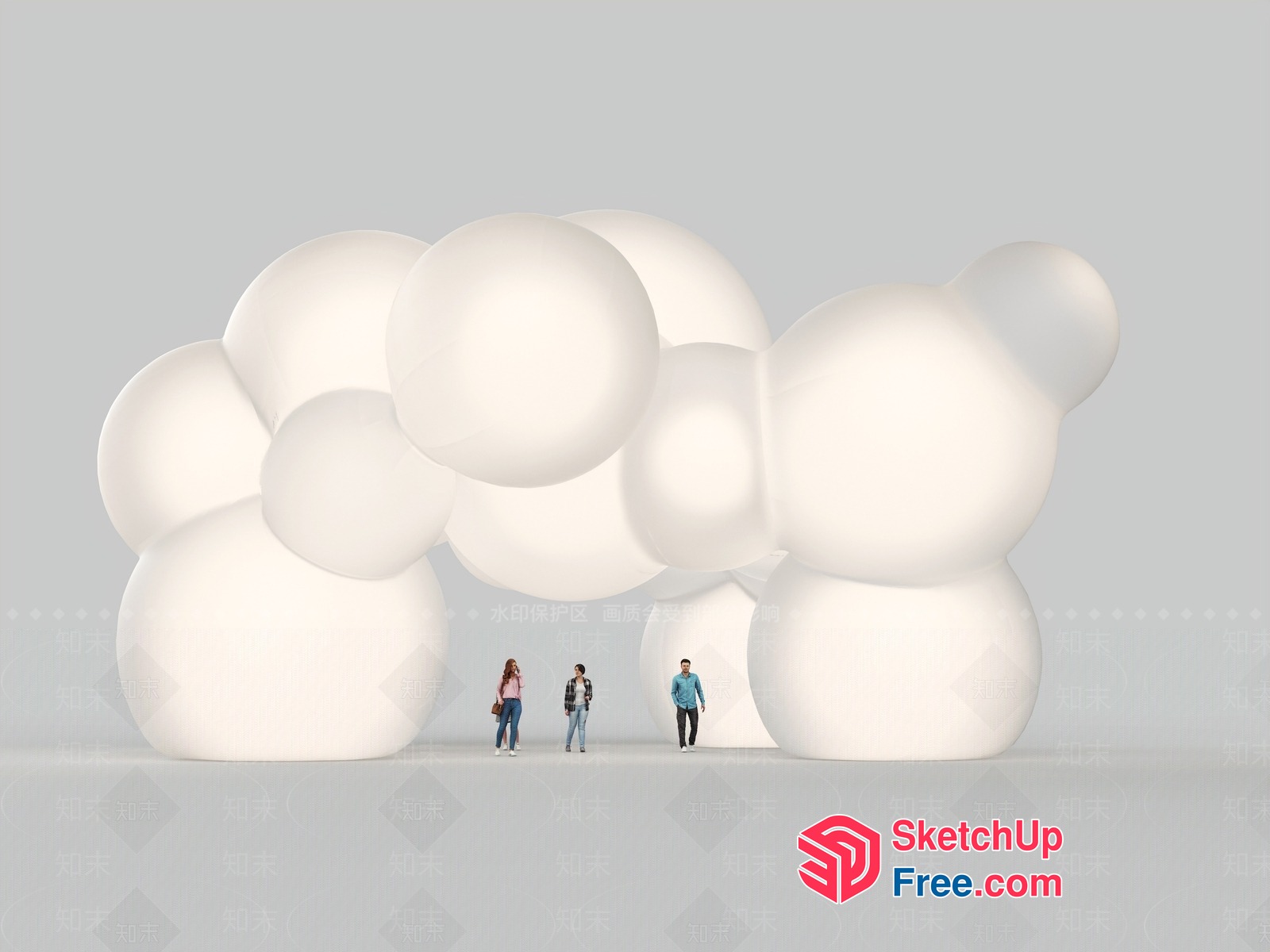 Large White Sculpture Installation 3D SketchUp File