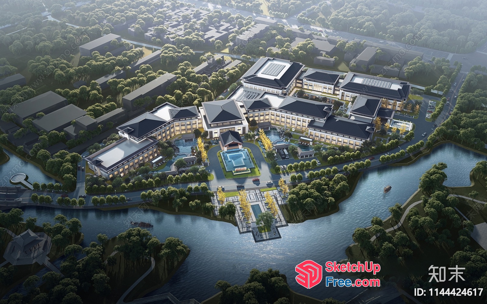 Asian-Inspired Architectural Masterpiece 3D SketchUp File